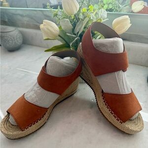 Eileen Fisher Rust cider Leather Wedge Espadrille Wedges